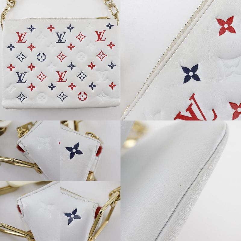 Louis Vuitton Coussin PM Monogram 2WAY Clutch M23466 Sheepskin White Ladies