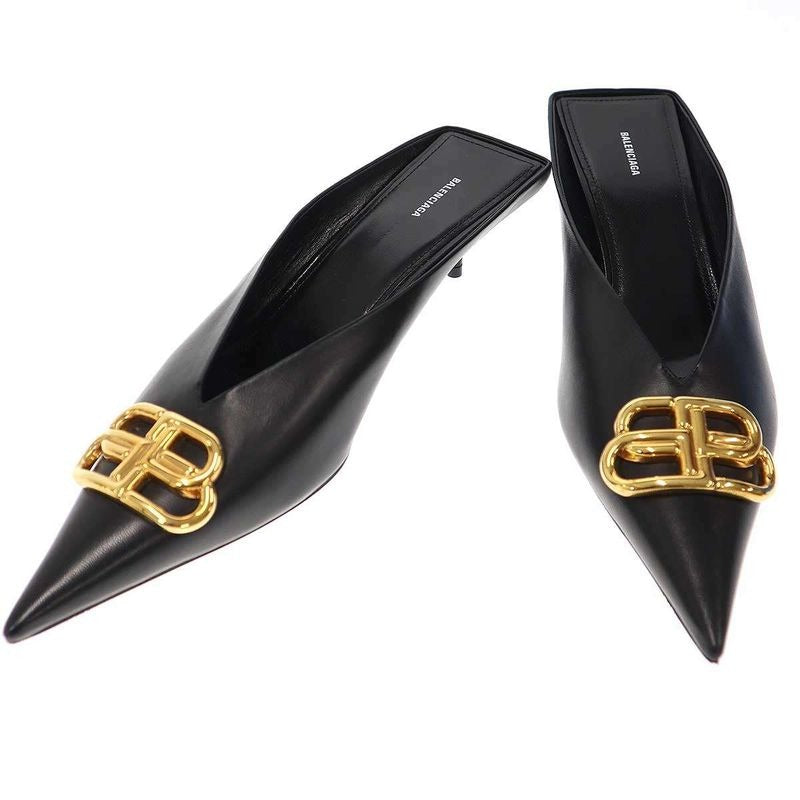 Balenciaga BB Square Knife Mule Shoes Black 40