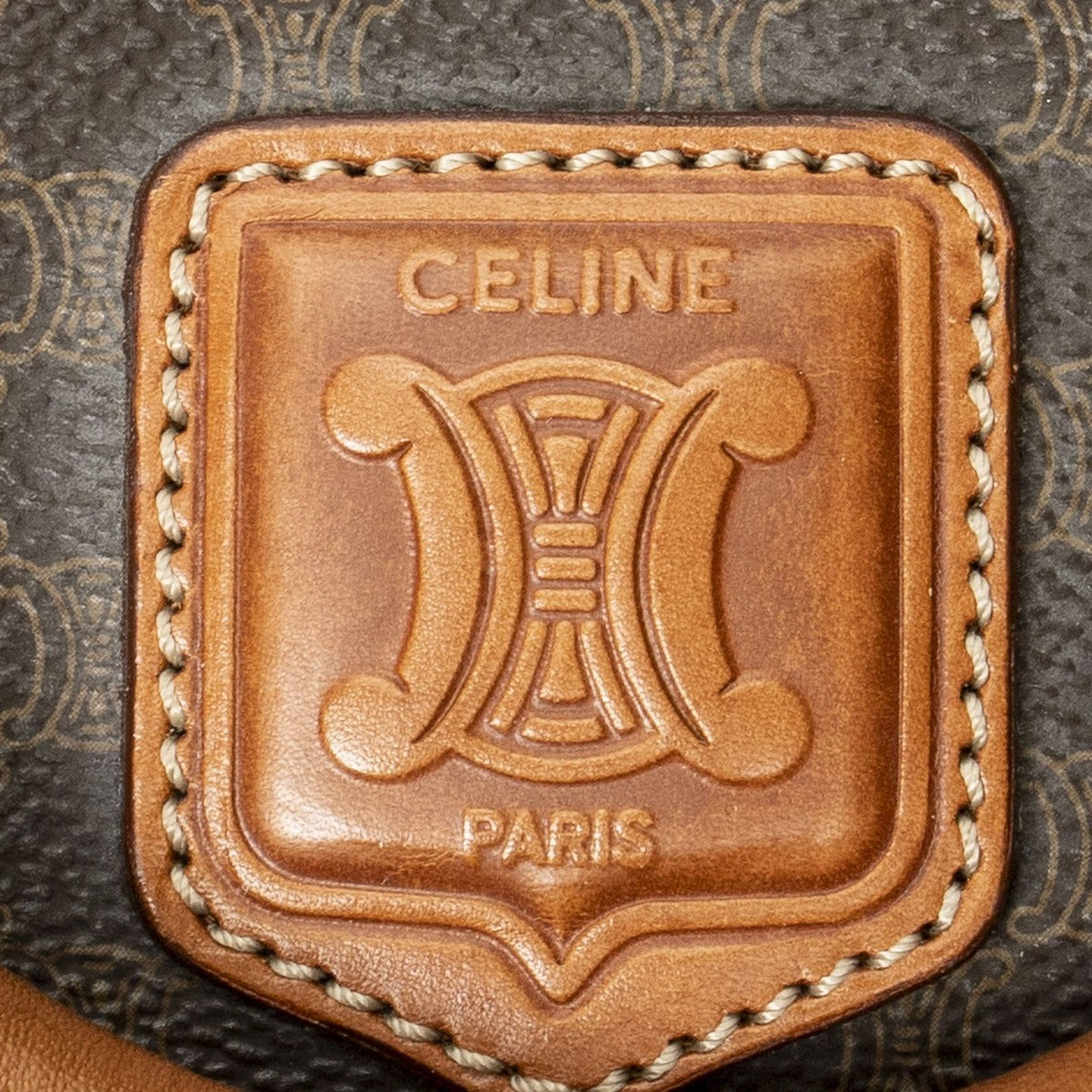 Celine Vintage Travel Boston Brown Macadam Canvas Luggage Tag — view 10