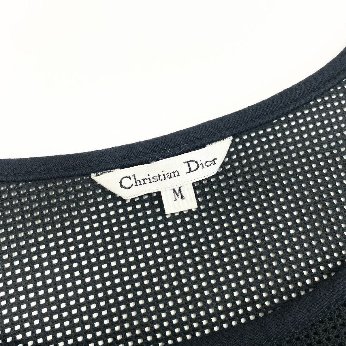Dior Sleeveless Dress Mesh Logo Embroidery Slit M Black — view 7