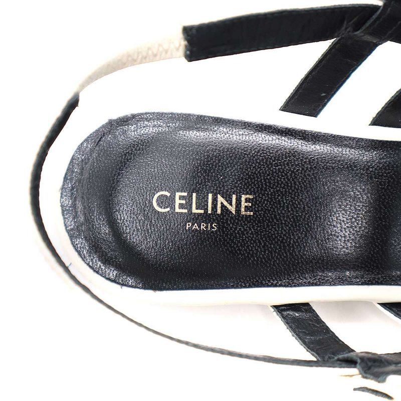 Celine Embossed Strap Mule Sandals White 36 Rm1119