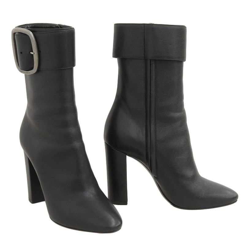 Saint Laurent 2020 Item 529330 Leather Belted Short Ankle Boots 36.5 23-23.5cm