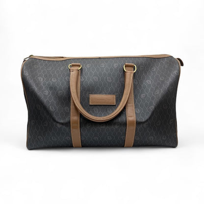 Christian DIOR Boston Bag With Honeycomb Pattern Brown