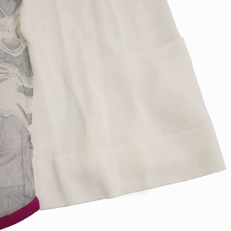 Hermes Silk Shawl Docking Rayon Knit Cardigan White 42