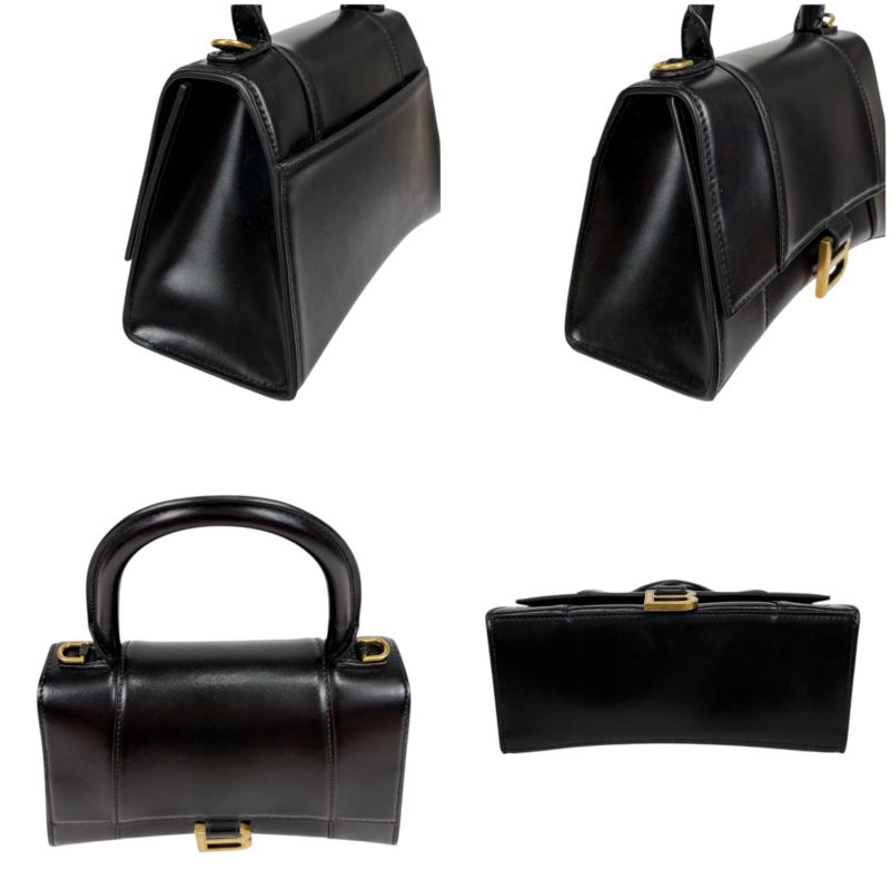 Balenciaga Hourglass 2WAY Mini Shoulder Bag Black Gold Hardware Leather