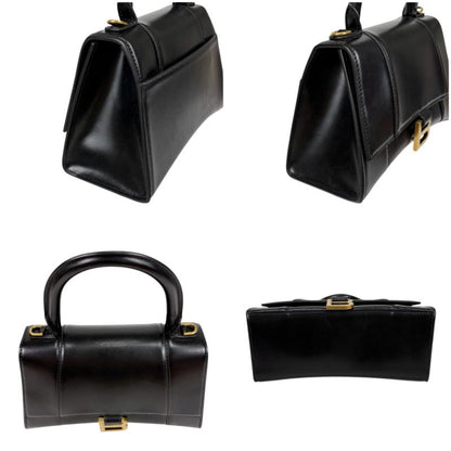 Balenciaga Hourglass 2WAY Mini Shoulder Bag Black Gold Hardware Leather