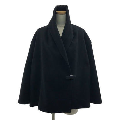 Hermes Leather Belt Cashmere Draped Coat - 34 - Black - Women