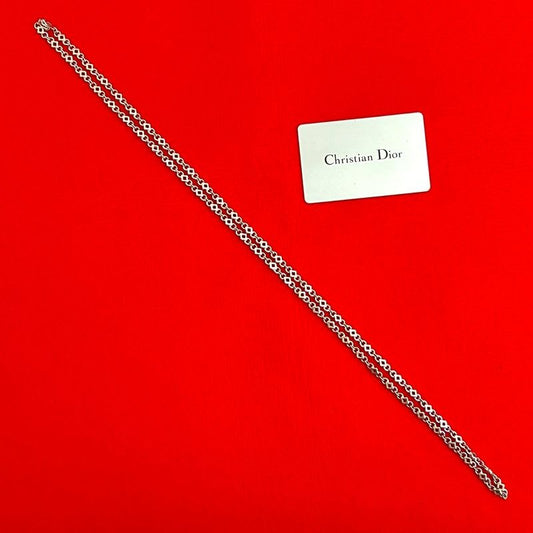 Christian Dior Chain Long Necklace Pendant Accessory Silver 2036
