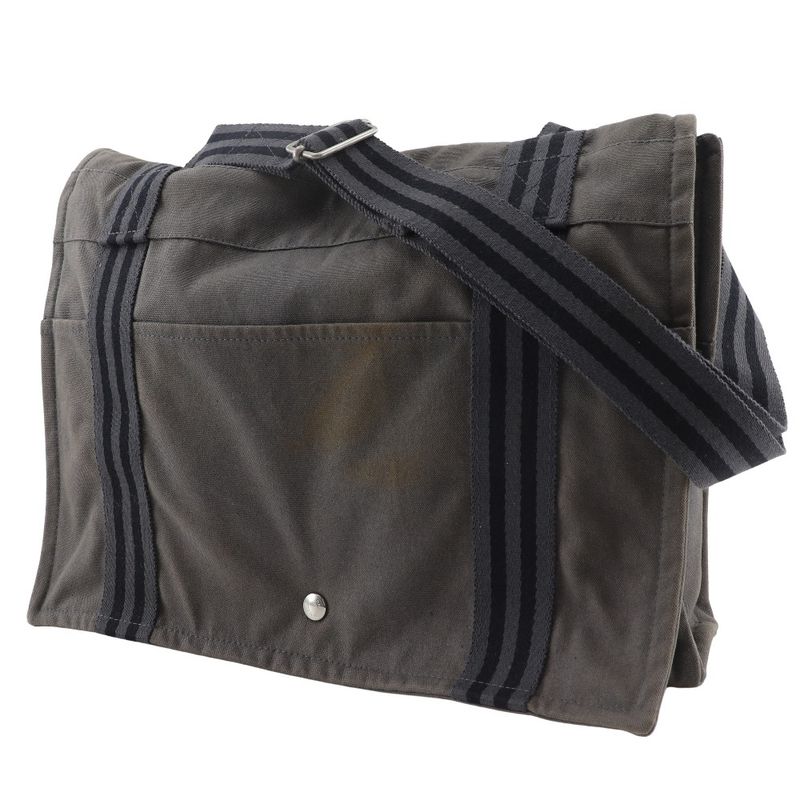 Hermes Fourre Tout Bassas MM Cotton Canvas Gray Unisex Shoulder Bag