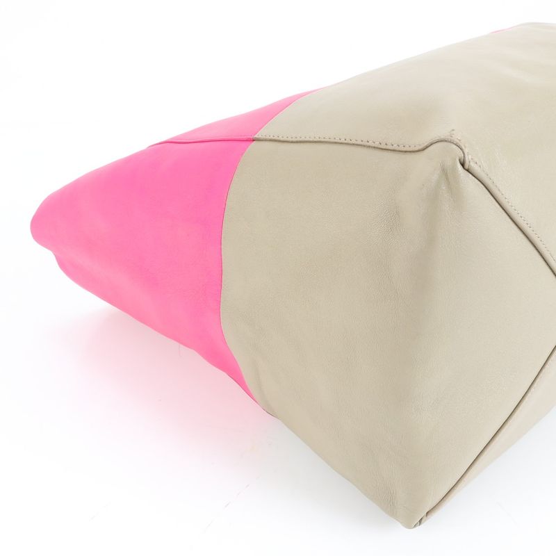 Celine Horizontal Cabas Leather Tote Bag Shoulder Hand Pink Bicolor A4 Ladies