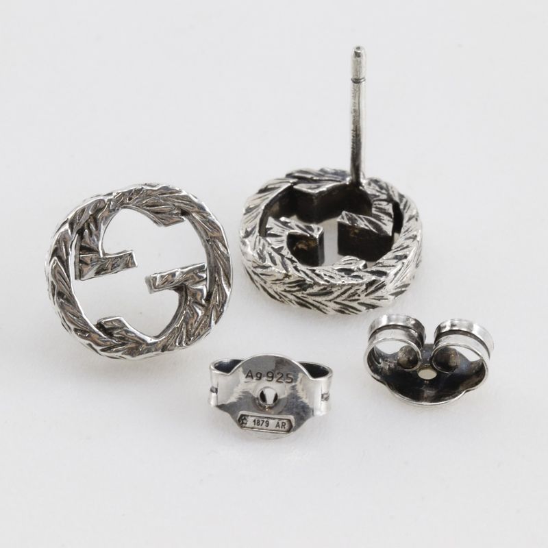 Gucci Interlocking G Metal Silver Unisex 2.9g Earrings