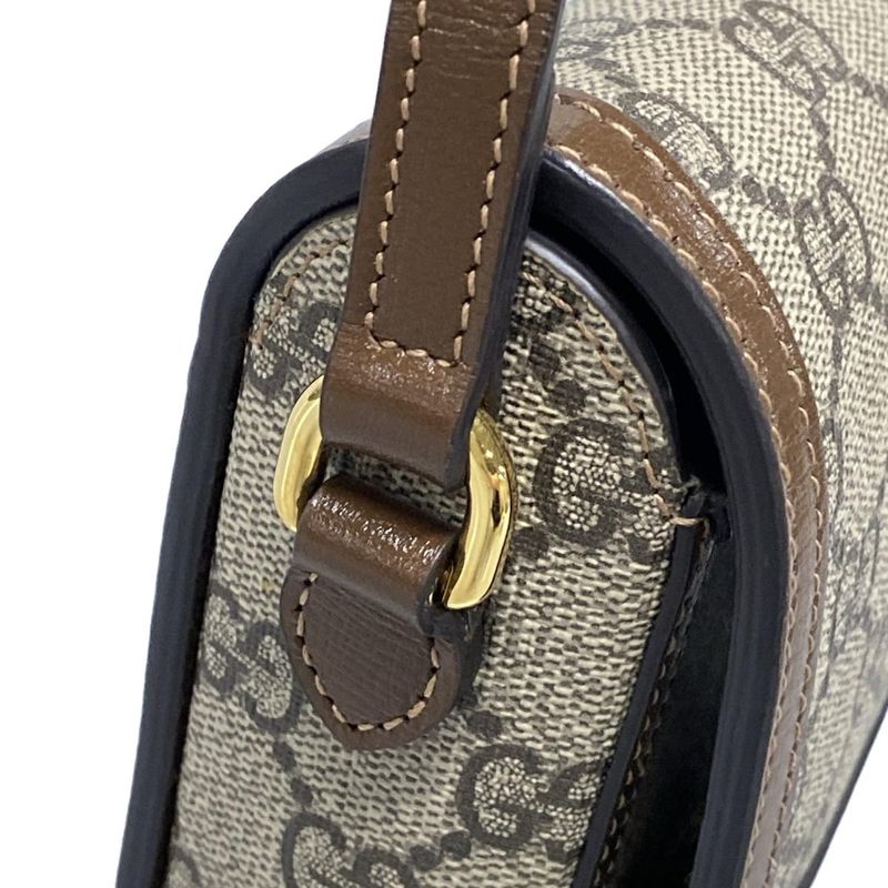 Gucci Shoulder Bag GG Plus GG Supremehorsebit 625615 Beige And Dark Brown Mini