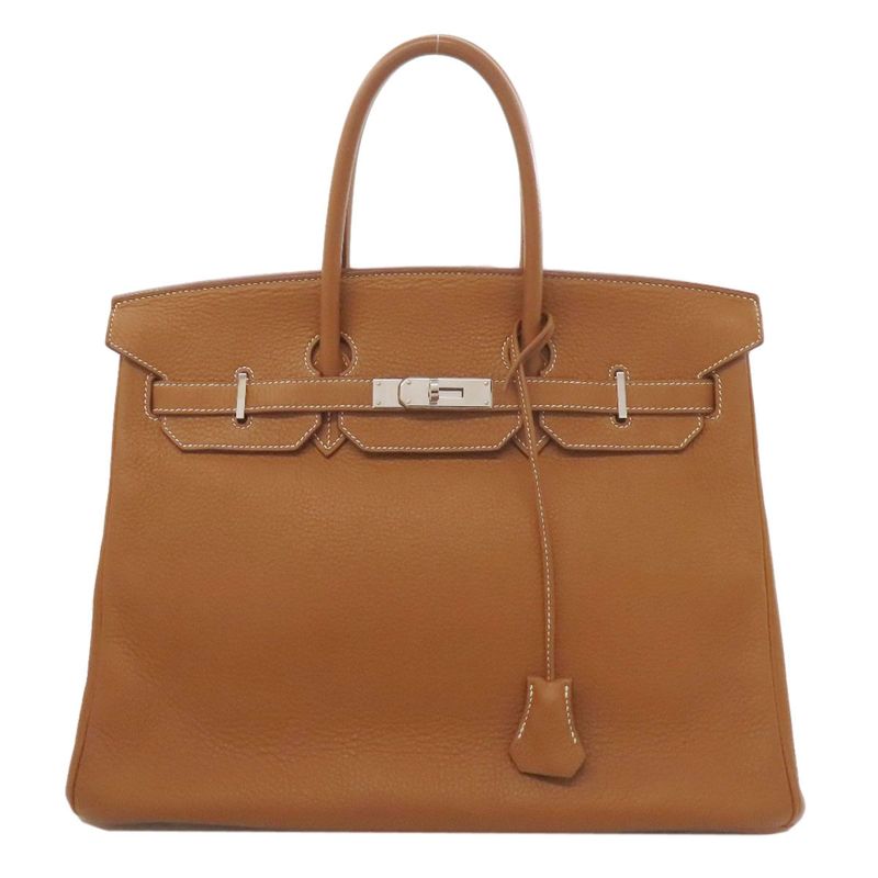 Hermes Birkin 35 Gold Silver Hardware Handbag Taurillon Women