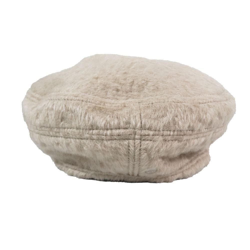 Hermes Alpaca Wool Brushed Beret Hat Saint Honore Series Button Logo Hat Beige