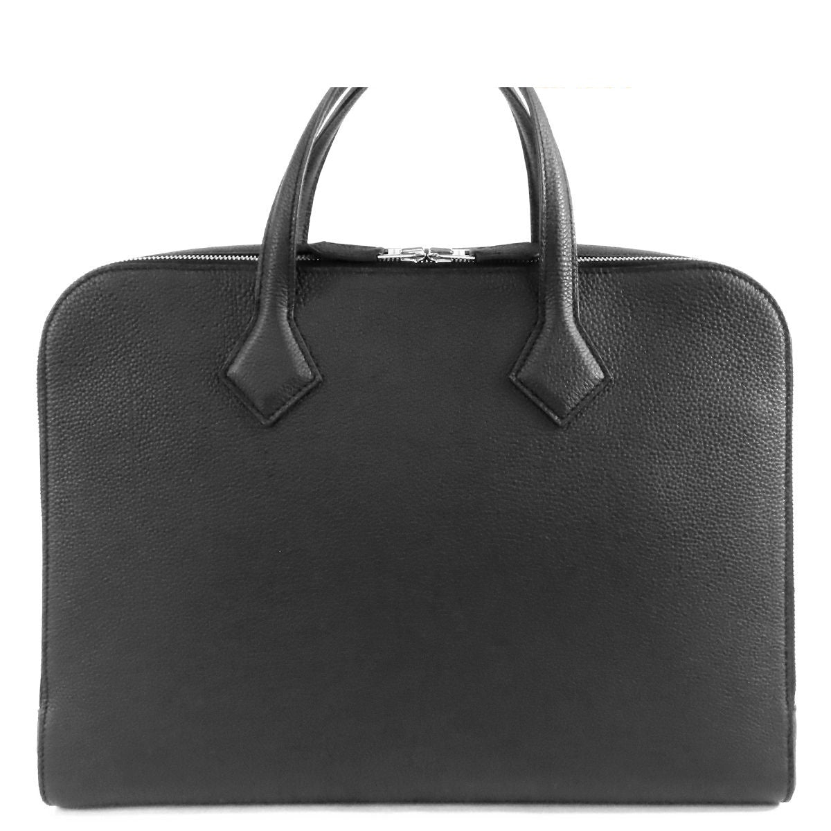 Hermes Victoria Light Noir Black Silver Togo Briefcase Business