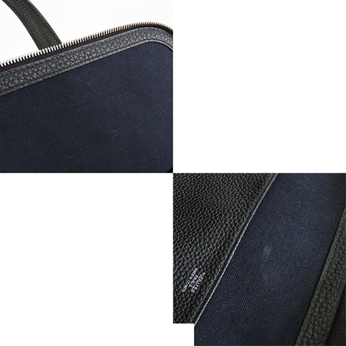 Hermes Victoria Light Noir Black Silver Togo Briefcase Business — view 8