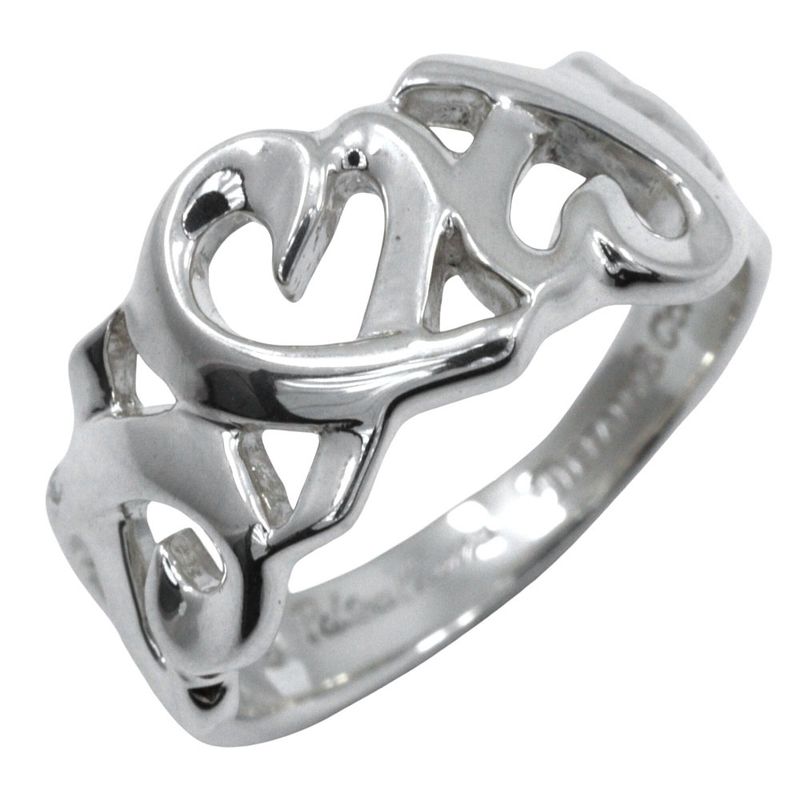 Tiffany & Co Triple Rubbing Heart Paloma Picasso Silver 925 Size 8 Ladies 2.8g