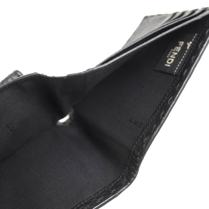 Fendi Wallet Men Wallet Leather Genuine Black 7m0194 O7n Fogxn Coin Wallet