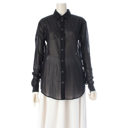 Saint Laurent Cotton Sheer Long Sleeve Shirt Black