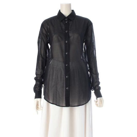 Saint Laurent Cotton Sheer Long Sleeve Shirt Black