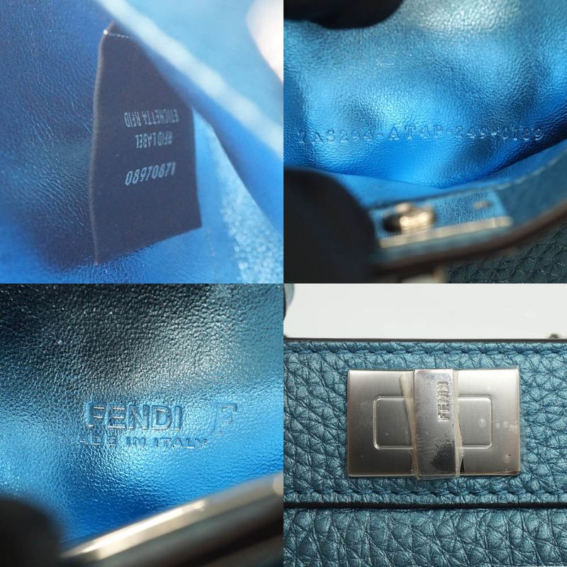 Fendi Nano P-cub-leather Mini Bag Pochette Pouch Blue Series 2WAY