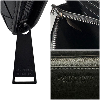 Bottega Veneta Long Wallet Zip Around Black Intrecciato Leather — view 12