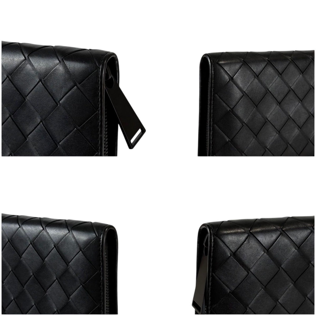 Bottega Veneta Long Wallet Zip Around Black Intrecciato Leather — view 10
