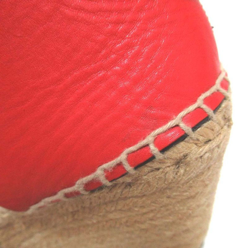 Good Celine Leather X Jute Ankle Strap Wedge Sole Espadrille Sandals Size 36