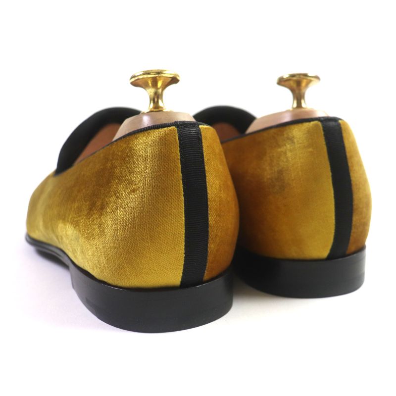 Louis Vuitton Hauteuil Line Velour Embroidered Slip-on Loafers Yellow 6 Made