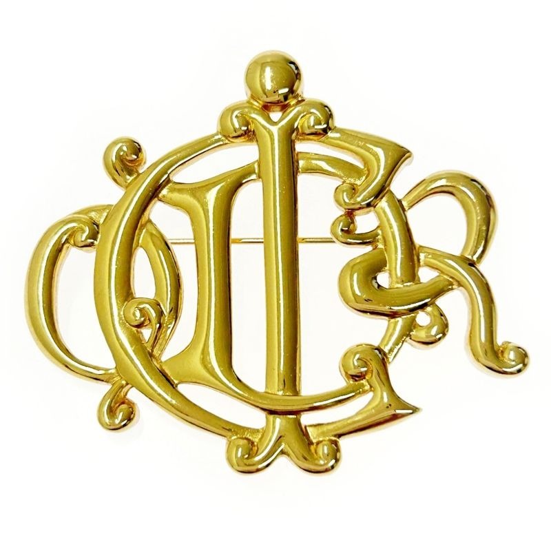 Christian Dior GP Emblem Brooch Gold