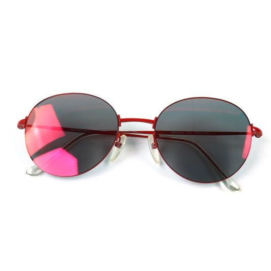 Balenciaga Logo Round Mirror Lens Sunglasses Eyewear Red 55