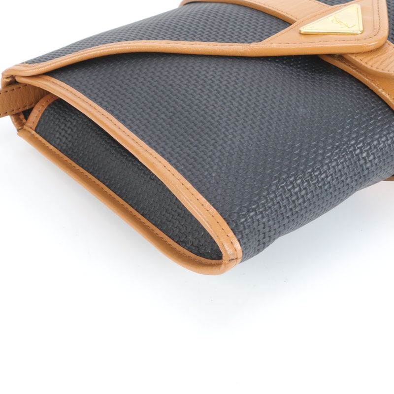 Vintage YSL Yves Saint Laurent Triangle Plate Leather Shoulder Bag Crossbody