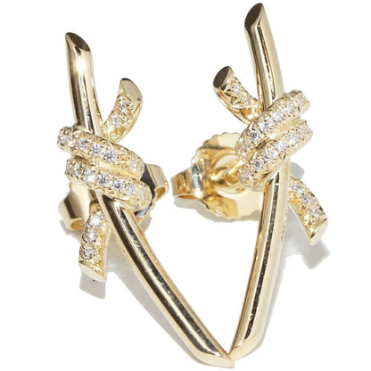 Tiffany & Co Earrings 18K Yellow Gold Diamonds Total 009ct Knot Earrings