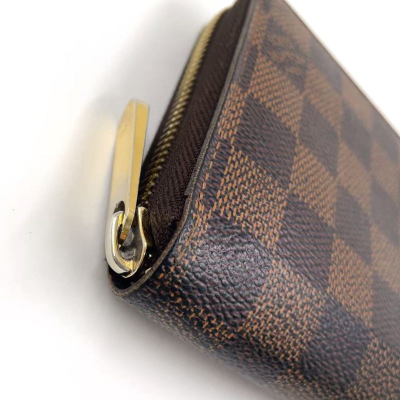 Louis Vuitton Zippy Wallet Damier Ebene Damier Ebene PVC Brown Round Zipper