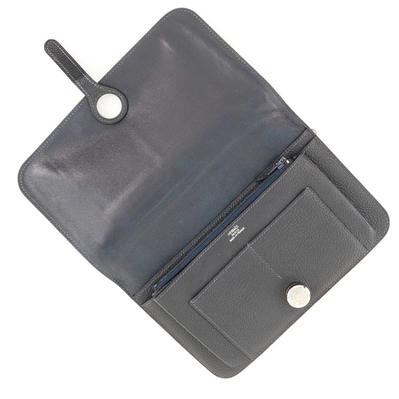 Hermes Dogon GM Togo Navy Blue □C Unisex Long Wallet