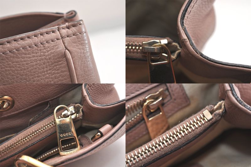 Gucci Bamboo Shopper Medium 2way Handbag Leather 323660 Pink 3631n