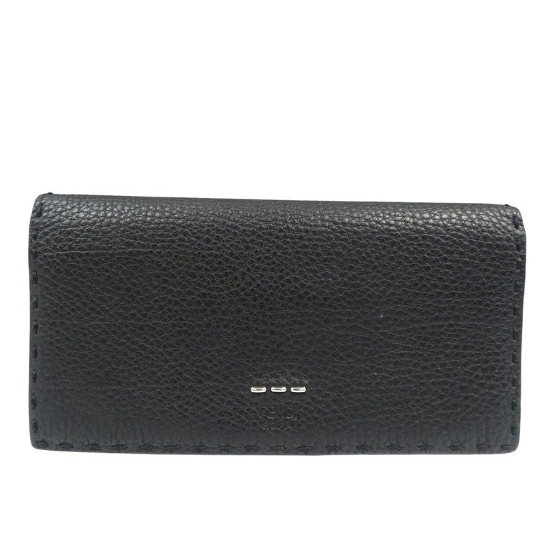 Fendi Selleria 7m0186 Calf Silver Hardware Black Bifold Long Wallet 1380 Fendi