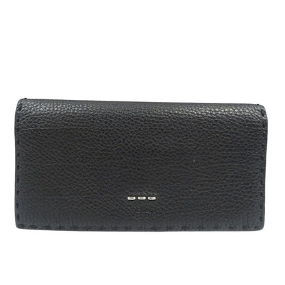 Fendi Selleria 7m0186 Calf Silver Hardware Black Bifold Long Wallet 1380 Fendi