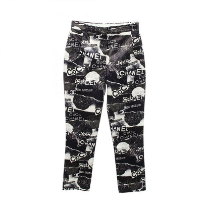 Chanel Pants Camellia Logo Cotton CC