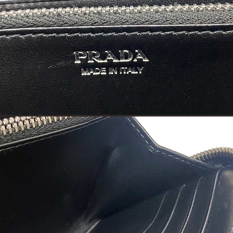 Prada Zip Around Long Wallet Black Leather