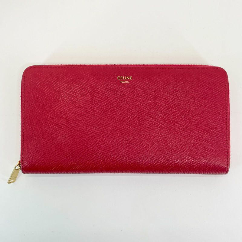 Celine Round Zipper Leather Zipped Wallet Long Wallet 24-2201l