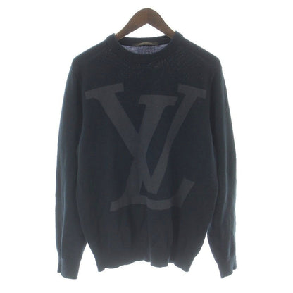 Louis Vuitton Knit Sweater Long Sleeve Cotton Big LV Logo S Black