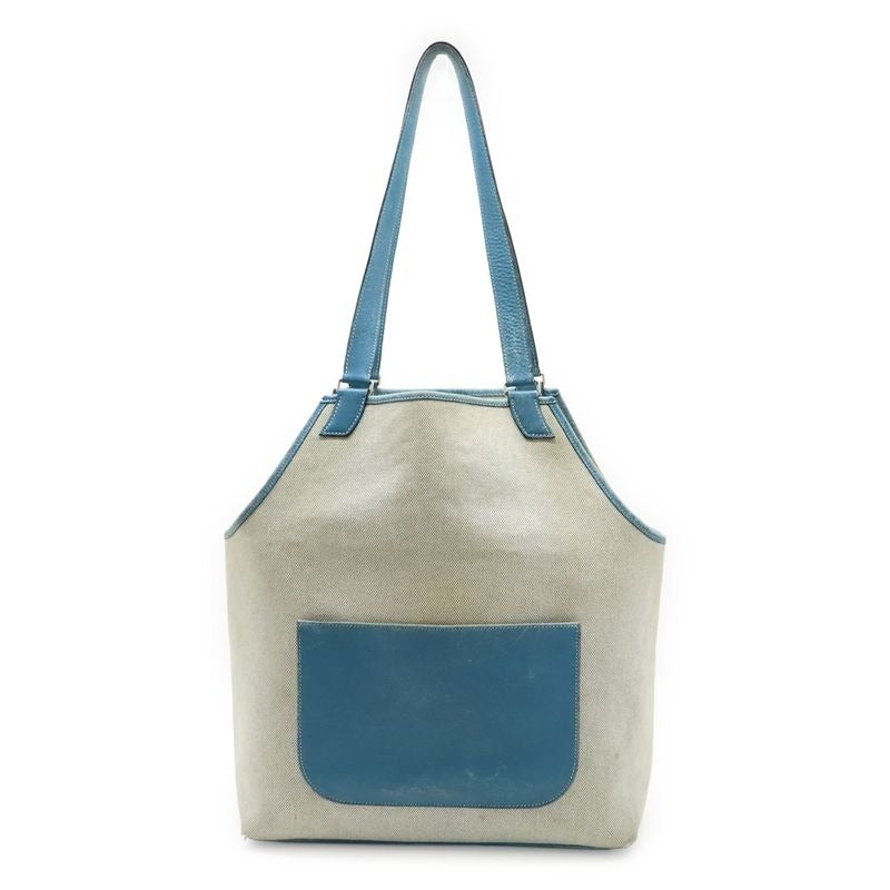 Hermes Jardinier PM Tote Bag Toile Ash Leather Blue