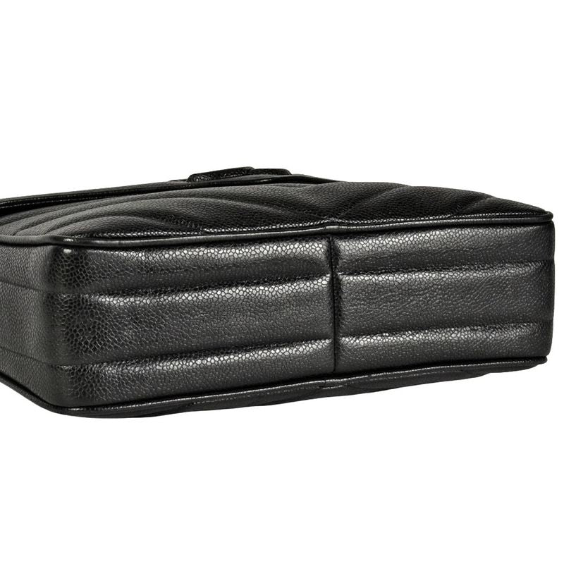 Chanel Coco Mark Chevron V-stitch Shoulder Bag In Black Caviar Skin