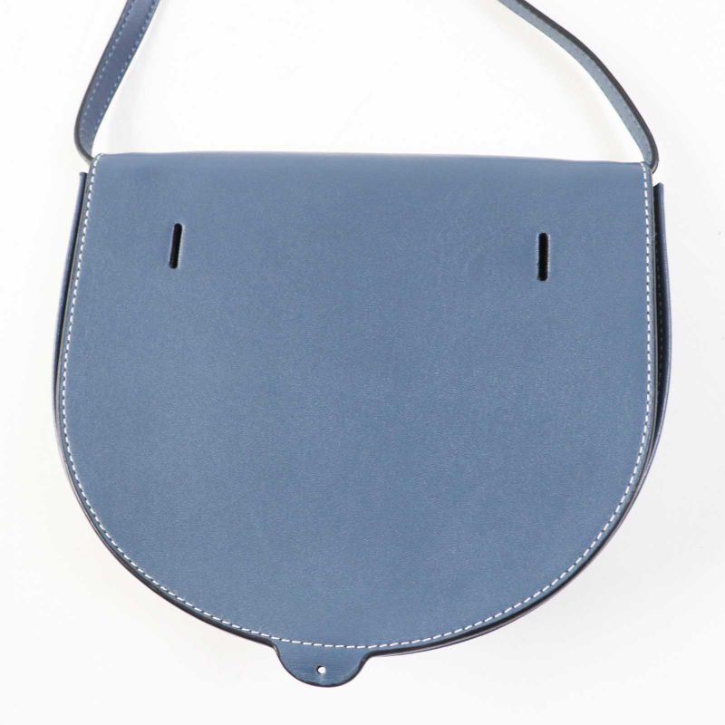 LOEWE Anagram Shape Pressed Heel Pouch/crossbody Leather Shoulder Bag Blue