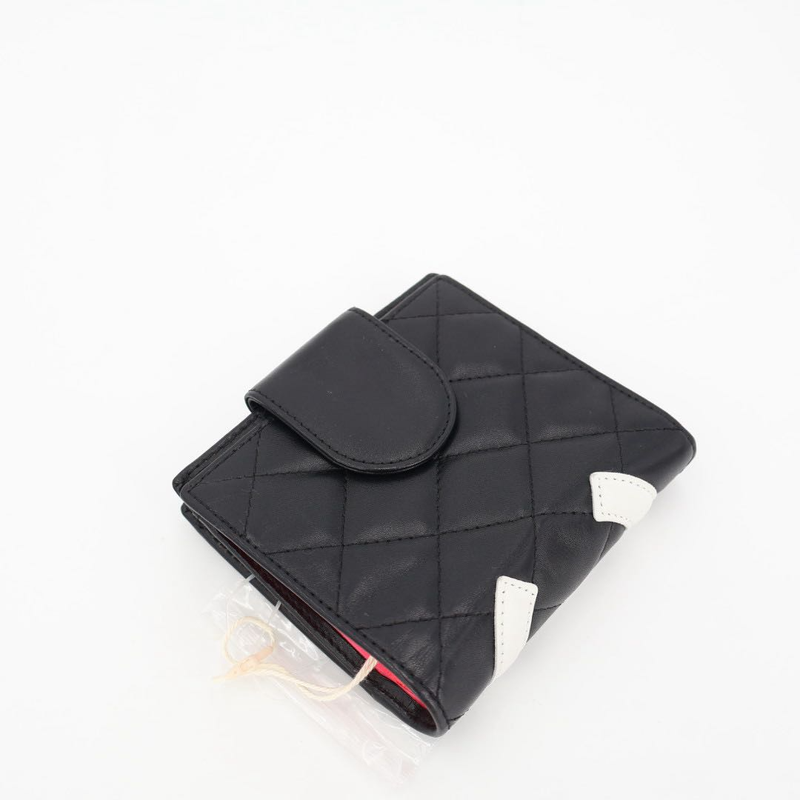 Chanel Cambon Line Bifold Wallet With Coin Purse Leather Ladies