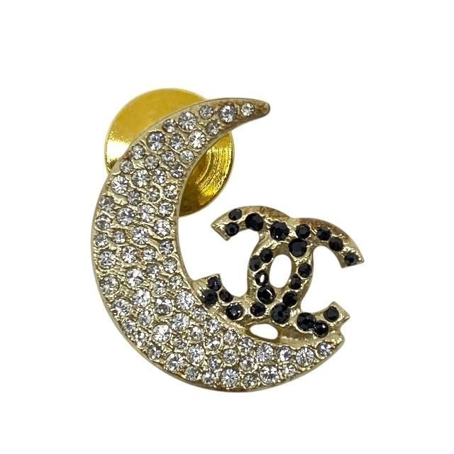 Chanel Brooch Pin Badge Accessories Coco Mark Moon Crescent GP