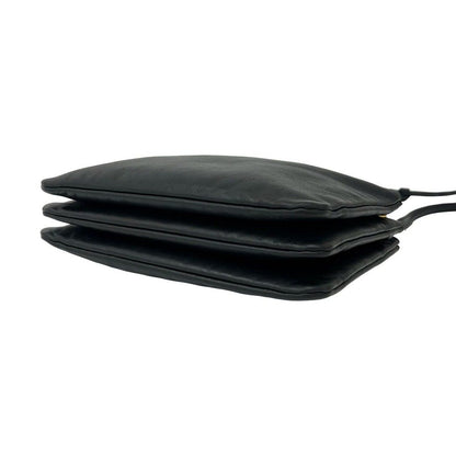 Celine Trio Leather Shoulder Bag Pochette Crossbody Black — view 8