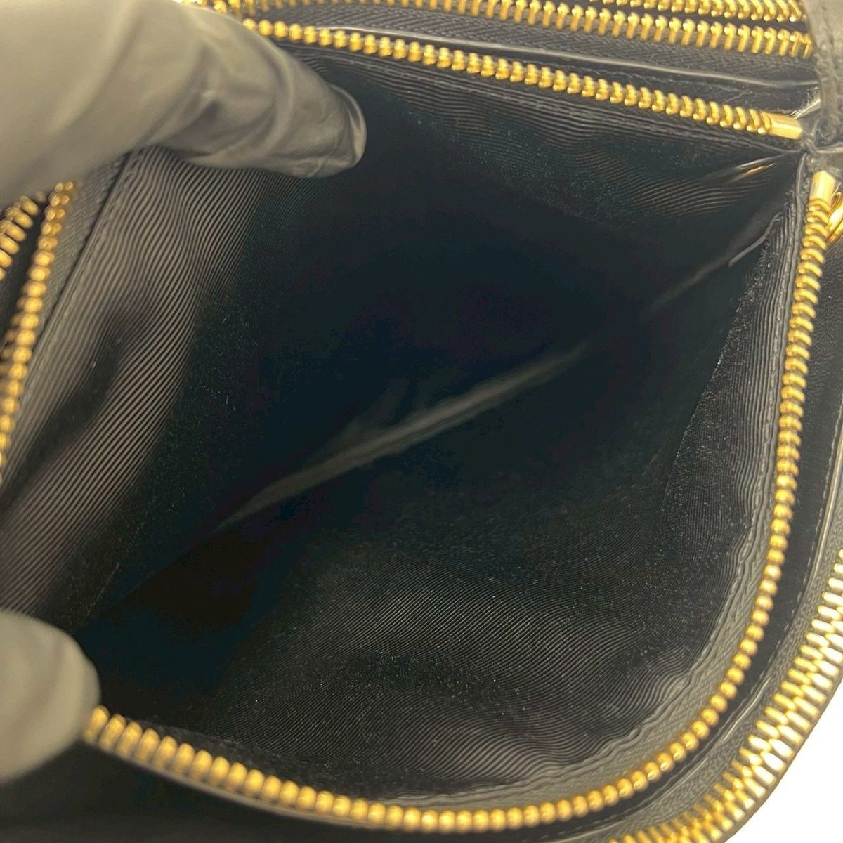 Celine Trio Leather Shoulder Bag Pochette Crossbody Black — view 9