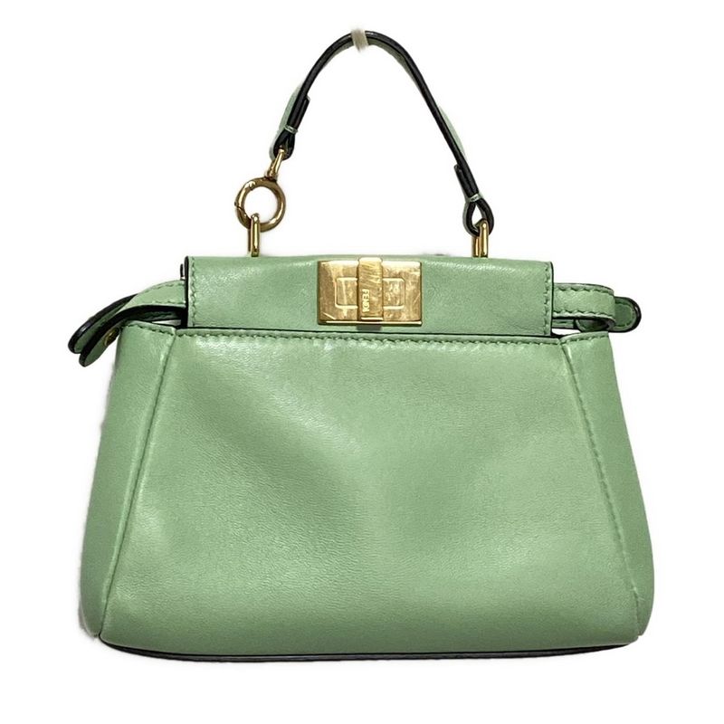 Fendi Handbag Micro Peekaboo 8m0355 Light Green Mini Bag Leather